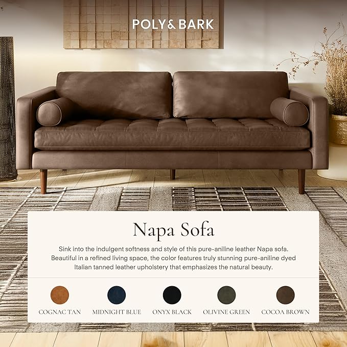 POLY & BARK Napa Furniture, 88.5 inches, Cocoa Brown