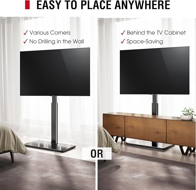 Swivel TV Floor Stand for 43-75 Inches TVs, 10 Level Height Adjustable Corner Extra Tall TV Stand Mount for Living Room/Bedroom, Holds up to 110 lbs,MAX VESA 600x400mm,Black