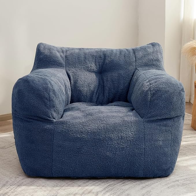 HIGOGOGO Giant Bean Bag Chairs for Adults,Big Comfy Chair Sofa for Bedroom Living Room, Large Lazy Bean Bag Chair with Pocket Armrests for Gaming, Reading