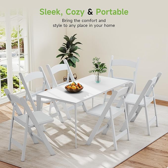 Real Relax White Resin Folding Chairs with Cushion - Comfortable Foldable Plastic Chair - Stackable Chairs with Padded Seats - Indoor/Outdoor Chairs for Events, 600lbs Capacity(30 Pack)
