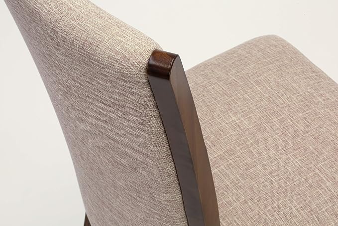 East West Furniture VEP8T04 Verona Parsons Dining Chairs - Nailhead Trim Light Tan Linen Fabric Upholstered Chairs, Set of 2, Walnut