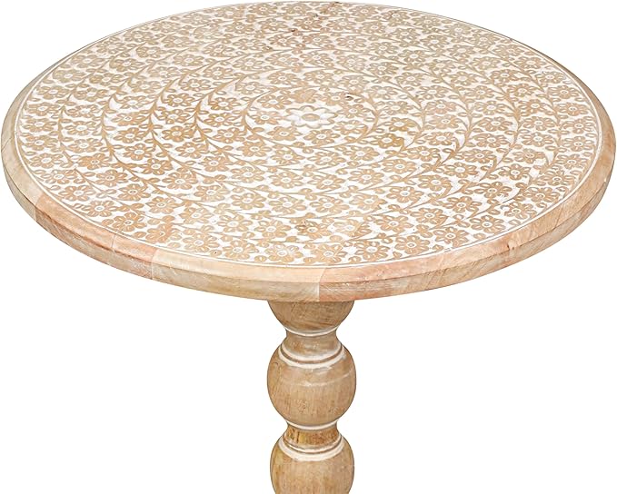 End Tables for Living Room– SideTables for Small Spaces, Modern Accent Nightstand with Hand-Carved Top & Solid Wood Tables for Living Room, Bedroom, Office – Scorch Burnt Finish_18x22 White wash