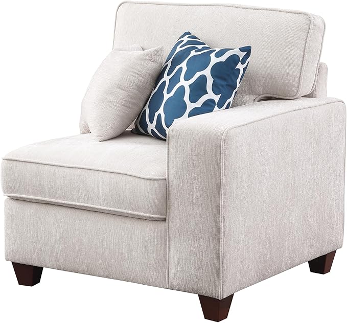 127" L-Shaped Sectional Couch with Movable Ottoman & 6 Throw Pillows,7 Seat Chenille Upholstered Sofa W/2 Cup Holder,USB Port & Hidden Storage Box,DIY Combination,for Living Room,Apartment,Beige