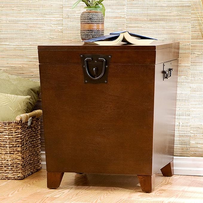 SEI Furniture Pyramid Storage Trunk End Table, Espresso