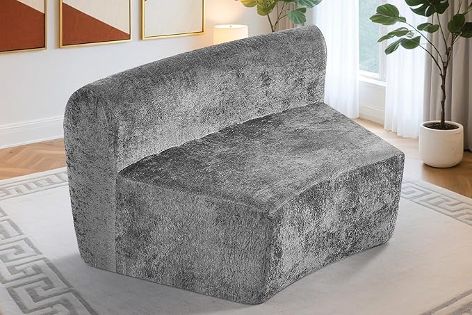 Homguava Modular Sectional Sofa, Memory Foam Couch Single Sofa Chair with Deep Seat, Modern Upholstered Sofa Couches for Living Room Apartment Office, No Assembly Required, Grey