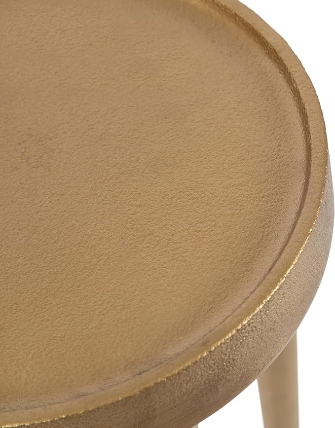 Kate and Laurel Rava Modern Round Metal Drink Table with Sandcast Aluminum Construction for Indoor Plant Stand, 10x10x21, Gold