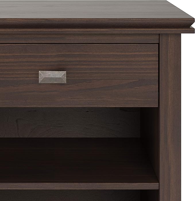 SIMPLIHOME Artisan SOLID WOOD 24 inch Wide Transitional Bedside Nightstand Table in Warm Walnut Brown for the Living Room and Bedroom