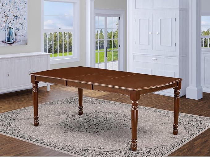 East West Furniture DOT-MAH-T Dover Dining Table - a Rectangle Wooden Table Top with Butterfly Leaf & Stylish Legs, 42x78 Inch, Mahogany