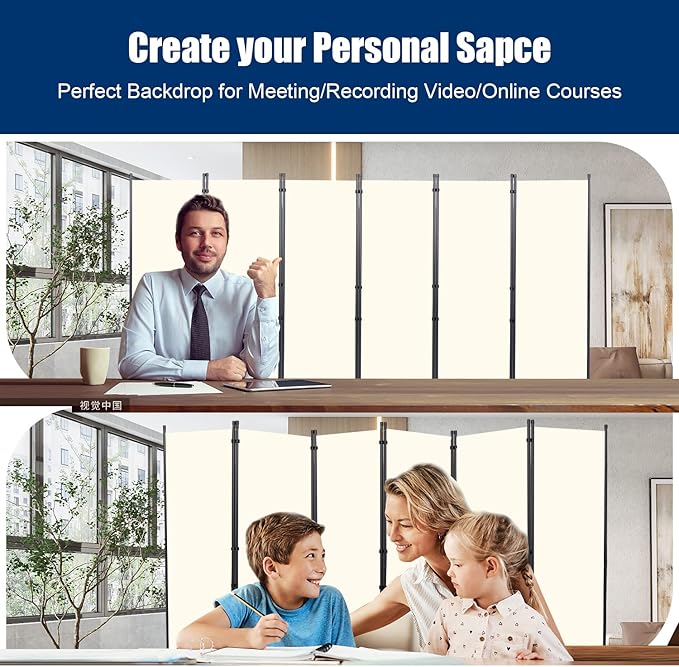 Room Divider 6FT Portable Room Dividers and Folding Privacy Screens, 132'' W Fabric Divider for Room Separation, 6 Panel Partition Room Dividers Freestanding Wall Divider Screen for Dorm Studio Office