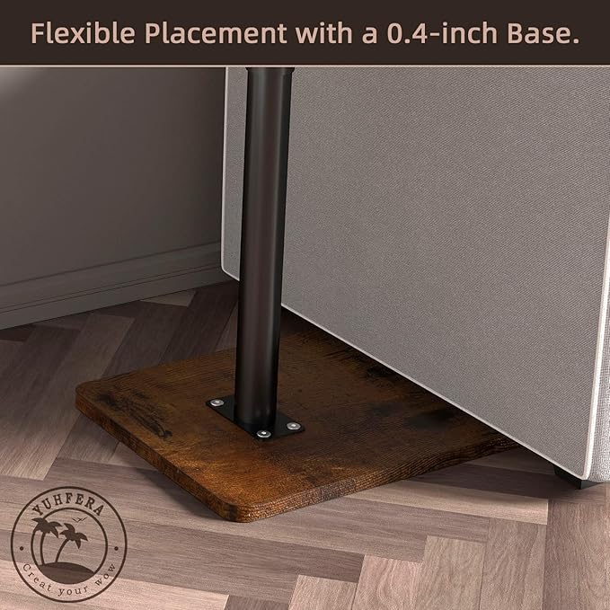 Sofa Armrest Tray Table for Couch - 360° Swivel Height Adjustable End for Small Spaces, Snack Side Table for Bed or Chair with Phone & Tablet Slot (Rustic,Standard)