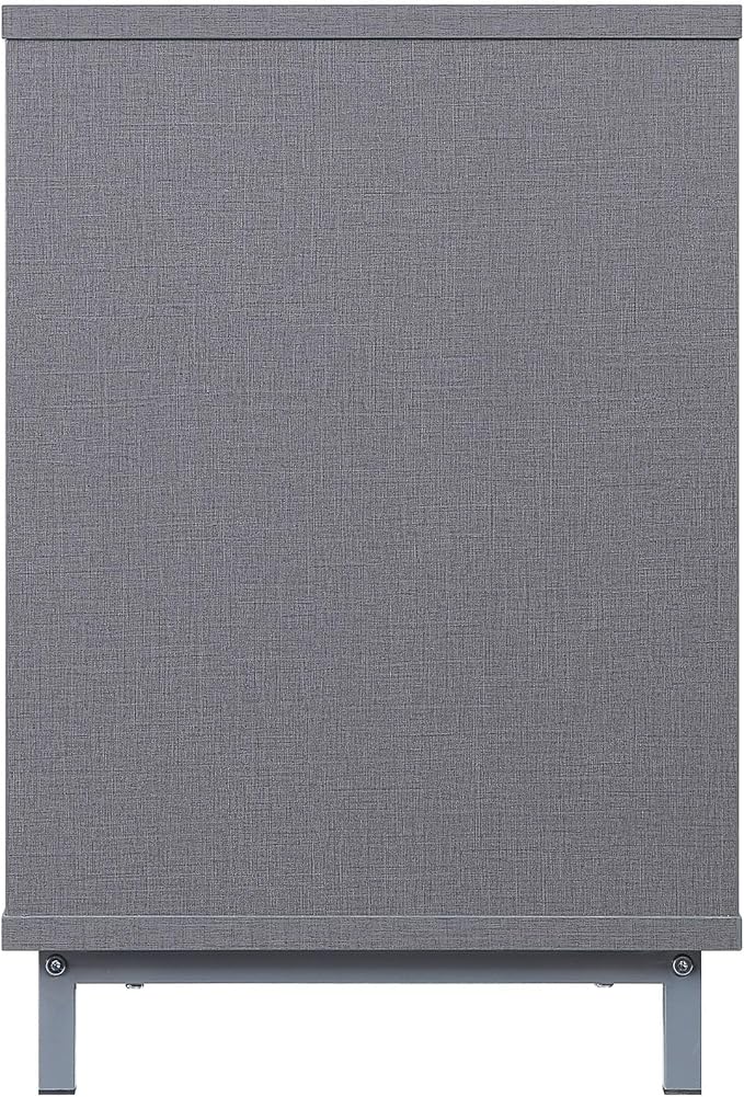 Manhattan Comfort Brighton 60" TV 7 Shelves, Tempered Glass Dividers and Media Wire Management, Modern Free-Standing Entertainment Center for Living Room, Fits up to 56" Television, OneSize, Grey