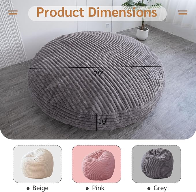 BYBYME 3 in 1 Bean Bag Chairs, Bean Bag Bed for Adults High-Density Foam Filling, Convertible Sofa Bed Faux Fur, Giant Bean Bag Chairs for Adults