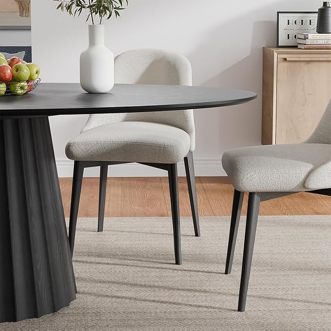 Casaphoria 67" Oval Dining Table, Modern Wood Kitchen Table with Cone Shaped Strip Convex Base for Living Room & Dining Room, Easy Assembly Farmhouse Furniture for 4-6, Black