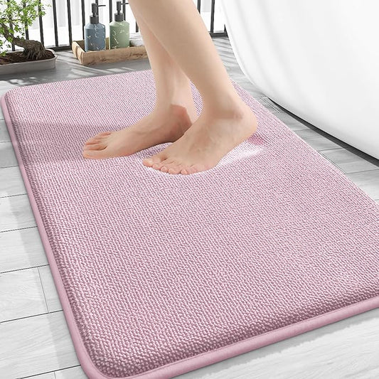 OLANLY Thick Memory Foam Bath Mat Rug 30x20, Extra Soft Absorbent Bathroom Rug, Quick Dry Bath Mats, Non-Slip, Machine Washable Carpet for Bathroom, Tub and Shower, Home Decor Accessories, Dusty Rose