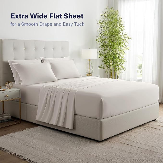 Kickoff Viscose Bamboo Sheets Twin Size 3-pc 100% Organic Bamboo Viscose Bed Cooling Sheets Twin Size Set Cool Bedding for hot Sleepers Sheet, Flat, Fitted, Pillowcase (Dove Grey, T)