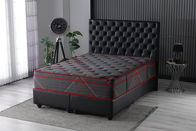 Ottomanson King 13" Luxury Black Eurotop Mattress - Medium-Firm Hybrid Comfort - Made in USA - Premium Quilted Cover - Fiberglass-Free - Bed in a Box
