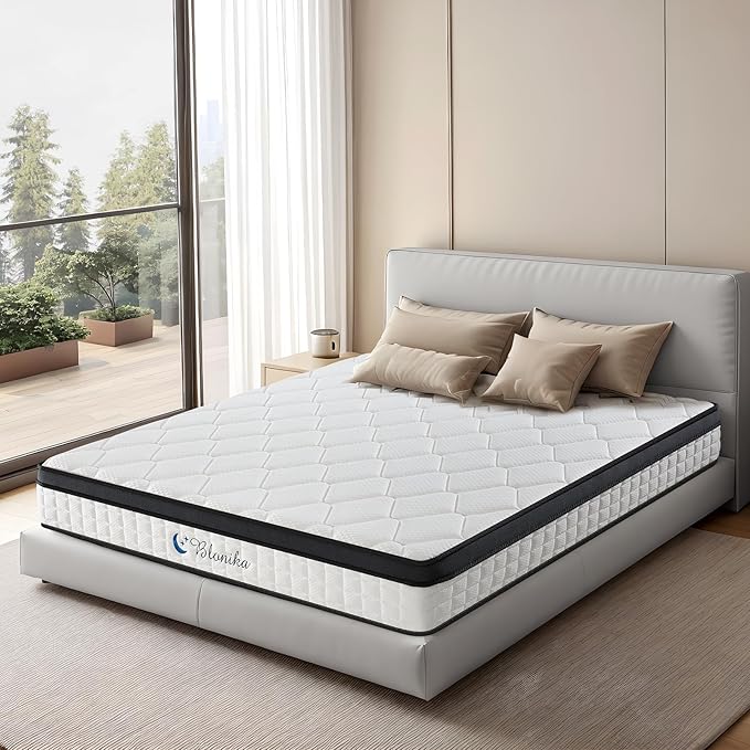 Full Size Mattress, 10 Inch Full Mattress in a Box, Medium Firm, Memory Foam with Individual Pocket Spring for Pressure Relief & Motion Isolation, Strong Edge Support