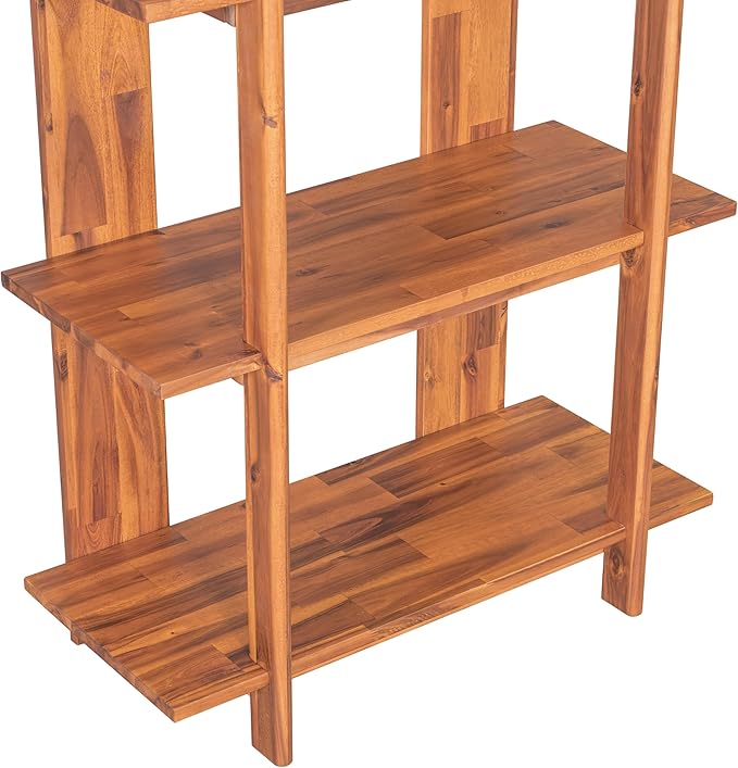 Christopher Knight Home Milio Modern 4 Shelf Bookcase, Acacia Solid Wood Book Organizer with Non-Slip Foot Pads, Sturdy Open Storage Shelf, Big Book Shelf, Floor Standing Unit, 70.20'' Height, Teak