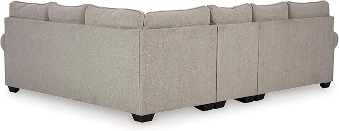 Signature Design by Ashley Claireah Casual L-Shaped 3-Piece Sectional with Loose Seat Cushions and 5 Accent Pillows, Beige