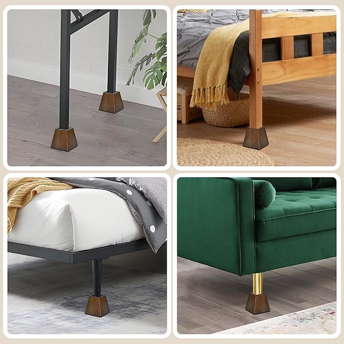 Sopicoz Wooden Furniture Risers Tapered Bed Risers (Brown 4pcs, 4 inch Pyramid)