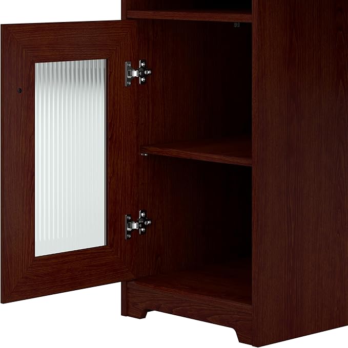 Bush Furniture Cabot L Shaped Computer Desk in Harvest Cherry | Corner Table with Drawers for Home Office