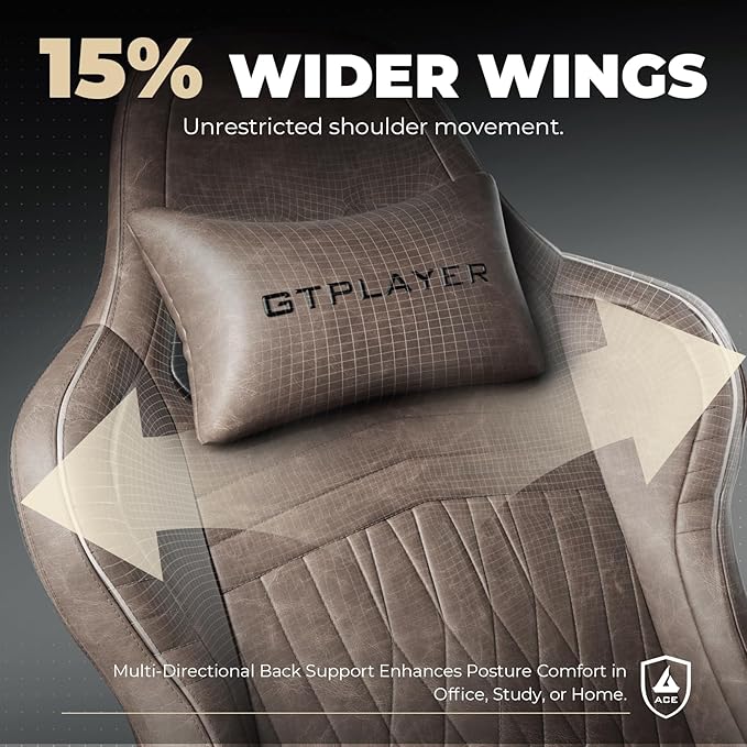 GTPLAYER ACE-PRO Music Gaming Chairs – Built-in Speakers, App Support & Bluetooth Control, Footrest & Pocket, Gamer Chair for Adults, Light Brown