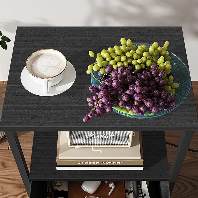 TUTOTAK End Table, Night Stand, Side Table, Nightstand with Cloth Drawer, Bedside Table for Livingroom, Bed Room, Black TB01BK087