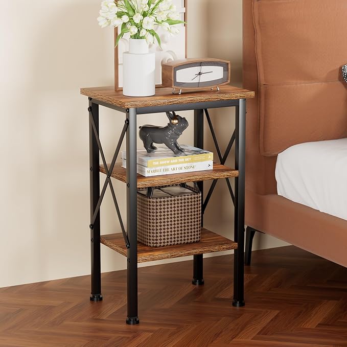VECELO Modern Nightstands X-Design Side End Table Night Stand with Storage Shelf for Bedroom,Living Room