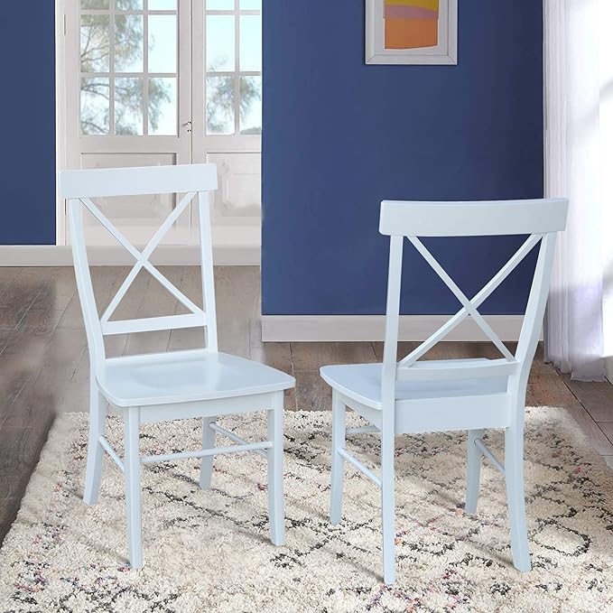 Set of Two X-Back Dining Chairs, White