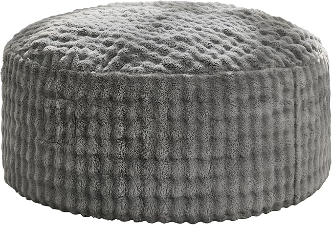 Hobestluk Bean Bag Chairs 3ft Beanbag Chair with Filler Adult Bean Bags with Fluffy & Machine Washable Cover, Giant Bean Bag Chairs for Adults (Grey, 3FT-36" x 36" x 22")