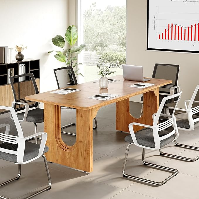 LITTLE TREE 70.8-Inch Home Office Desk, White Computer Desk with Storage, Study Writing Work Desk for Home Office, Spacious Modern Simple Desk, Brown