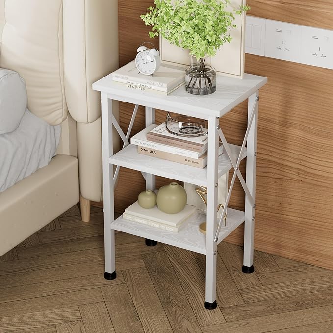 VECELO Modern Nightstands X-Design Side End Table Night Stand with Storage Shelf for Bedroom,Living Room