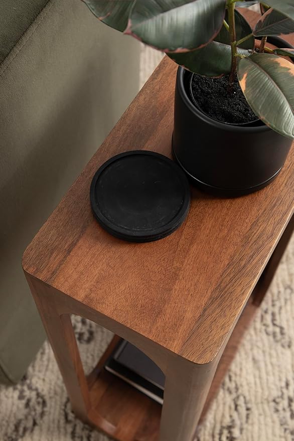 Kate and Laurel Dahl Modern Slatted Wooden Slim Side Table