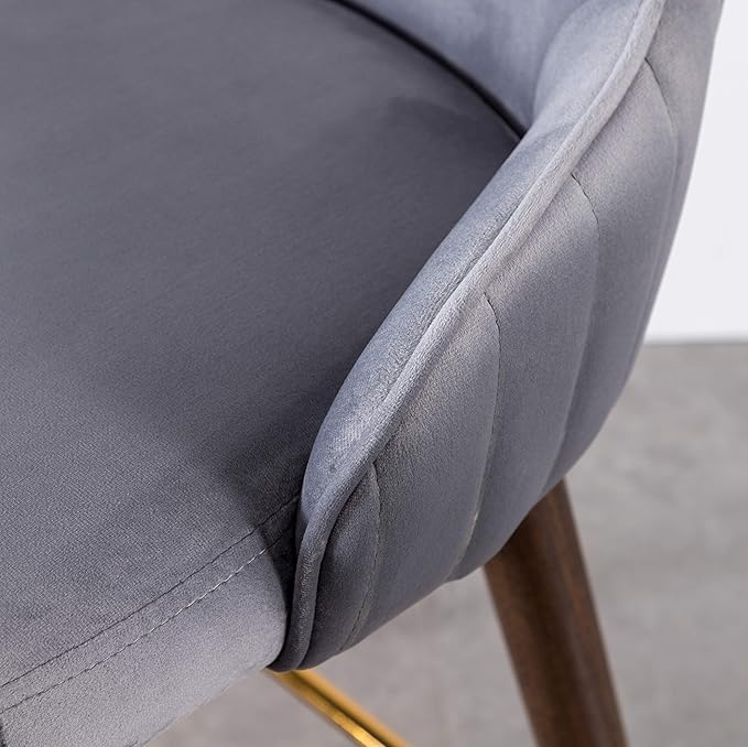 Roundhill Furniture Leland Fabric Upholstered Counter Height Wingback Stools, Set of 2, Gray