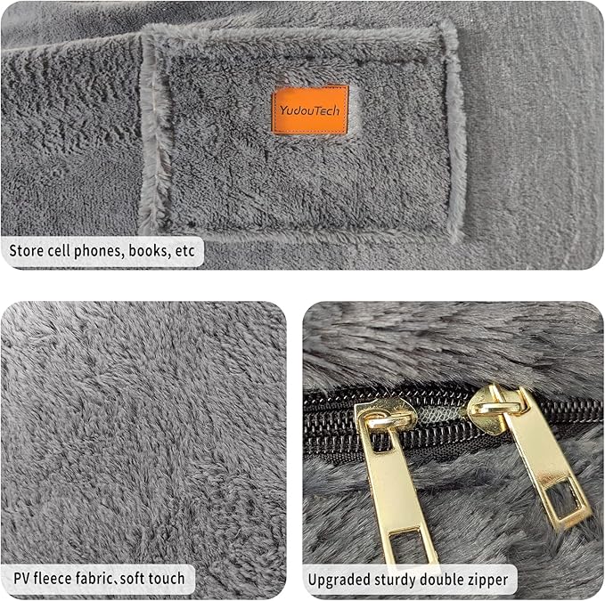 (No Filler) Bean Bag Chair Cover Without Filler,Big Round Soft Fluffy PV Velvet Washable Bean Bag Lazy Sofa Bed Cover for Adults,Living Room Bedroom Furniture Outside,6ft Black