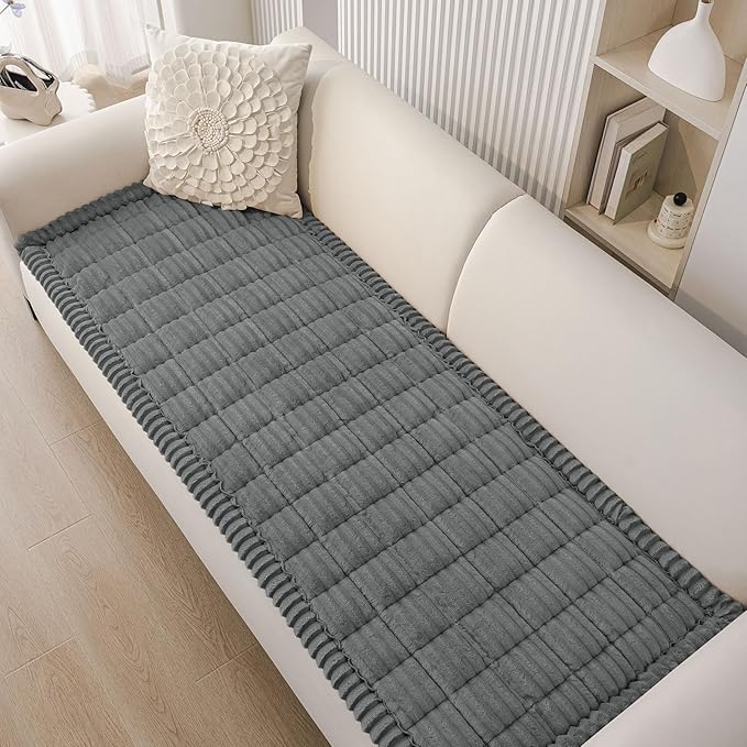 Smiry Couch Cover for Dogs Washable, Non Slip Fuzzy Pet Couch Covers for 3 Cushion Sofa Pet Friendly, Thick Soft Sofa Slipcovers Cushion Protector (Dark Grey, 27.6" x 70.9")