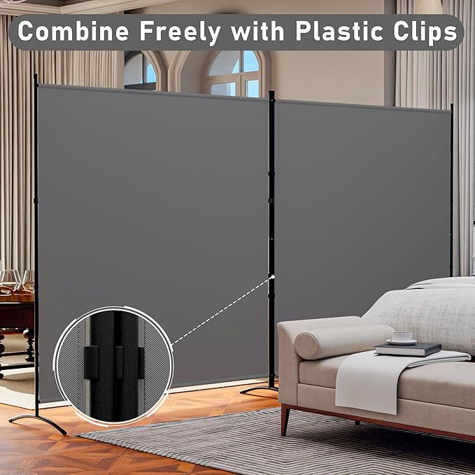 Room Divider Folding Privacy Screens, Portable Room Divider Panel 3 Panel Partition Room Dividers Screen Freestanding Room Partitions and Dividers Fabric Dividers for Room Separation (Grey, 1 Panel)
