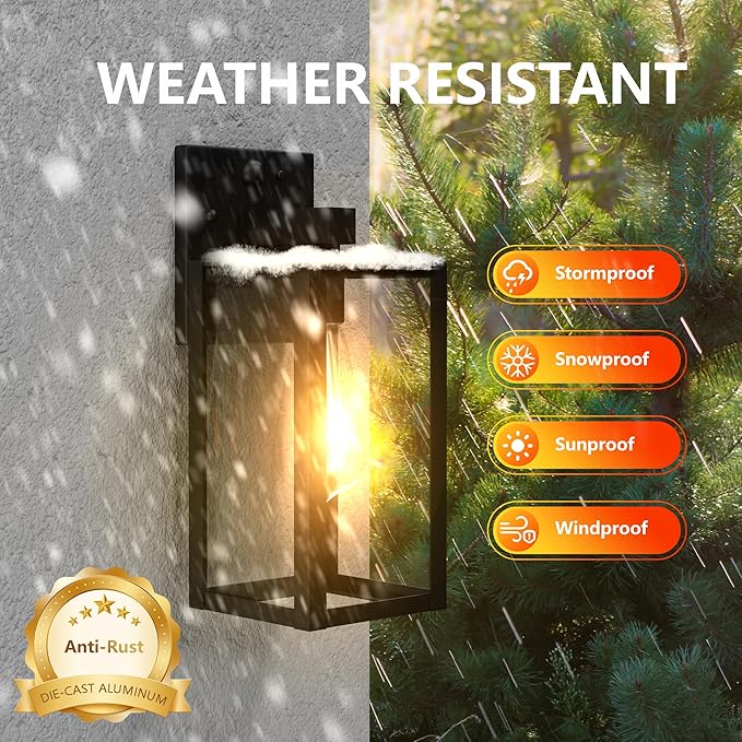 Dawn to Dusk Outdoor Sensor Motion Sensor Light Fixture Waterproof Porch Lights Anti-Rust Exterior Wall Mount Light Outdoor Wall Lantern for Patio Front Door Garage