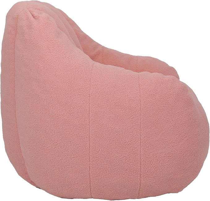Furniliving Bean Bag Chair, Oversized Bean Bag Couch for Adults Lounge Chair for Bedroom Comfy Bean Bag Sofa with Back Support, Fluffy and Lazy Sofa for Living Room Bedroom Dorm, Pink, Teddy