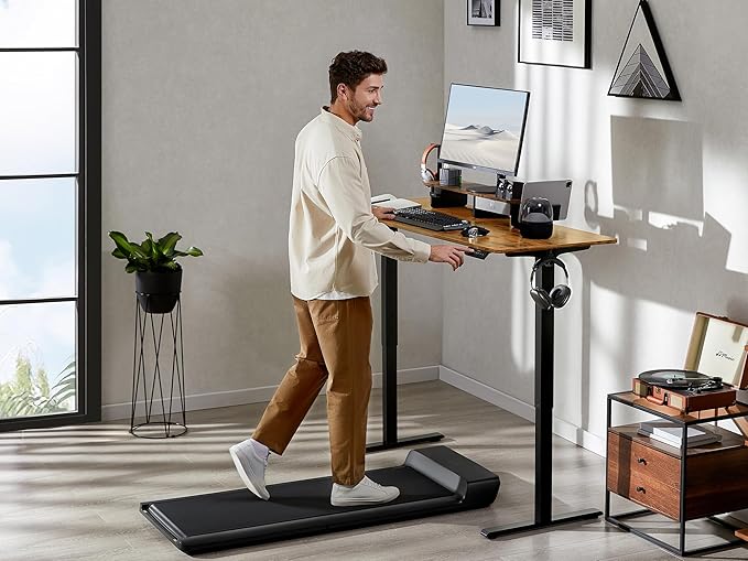 55x24 Inches Electric Standing Desk with Drawer and Monitor Stand, Height Adjustable Stand up Desk for Home Office, Ergonomic Sit to Stand Desk with Phone Holder, 3 Hooks, Rustic Brown