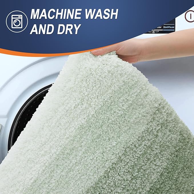 OLANLY Bathroom Runner Rugs 59x24, Extra Soft Absorbent Microfiber Bath Rugs, Rubber Backing, Quick Dry, Washable Bath Mats for Bathroom Floor, Tub and Shower, Home Decor Accessories, Sage Green