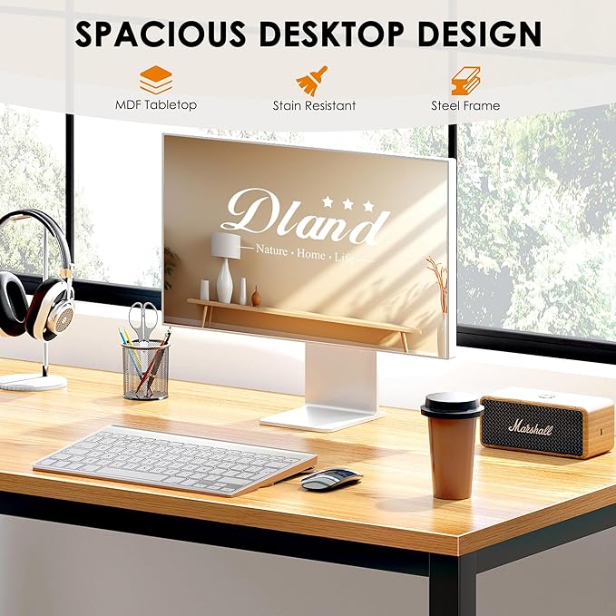 DlandHome 39 inches Small Computer Desk for Home Office Activity Table Writing Table for Small Spaces Study Table Student Laptop Desk Teak and Black DND-AC3BB-100