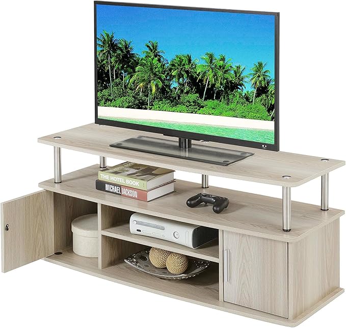 Convenience Concepts Designs2Go Monterey Stand Family Entertainment Center with Storage Cabinets and Shelves, Modern TV Console for Living Room, Office, 47.25", Ice White