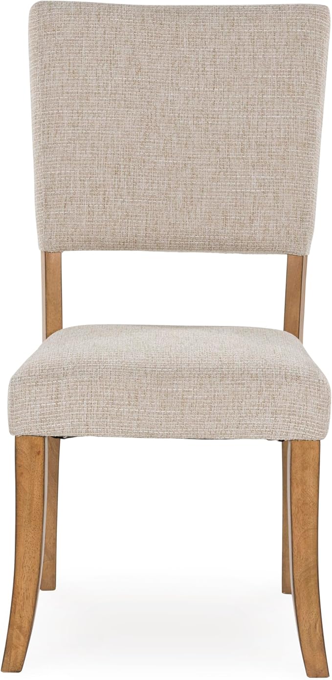 Signature Design by Ashley Rybergston Casual Stain Resistant Upholstered Solid Wood Dining Chair, Set of 2, Beige & Light Brown