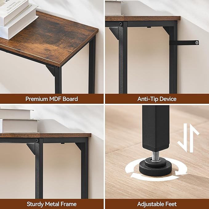 Console Table, Narrow Entryway Table, Thin Sofa Table, Behind Couch Table,for Hallway, Bedroom, Living Room, Foyer, 9.4 x 47.2 x 31.5 Inches, Rustic Brown
