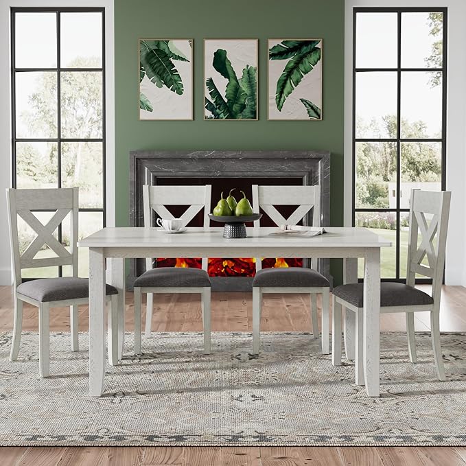Solid Wood Dining Chair Set of 2, Part of Dining Table Set, Mix and Match Table, Chair Sold Separately for Dining Room, Kitchen, Grey