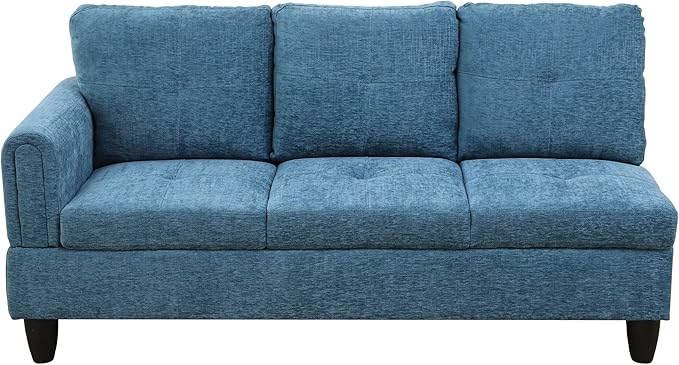NicBex Sectional Couch 3 Pieces Sofa Set with Left Chaise Flannel L Shaped Cloud Couch for Living Room Furniture Sets with Storage Ottoman, Modular Sofa for Living Room & Apartment, Dark Blue