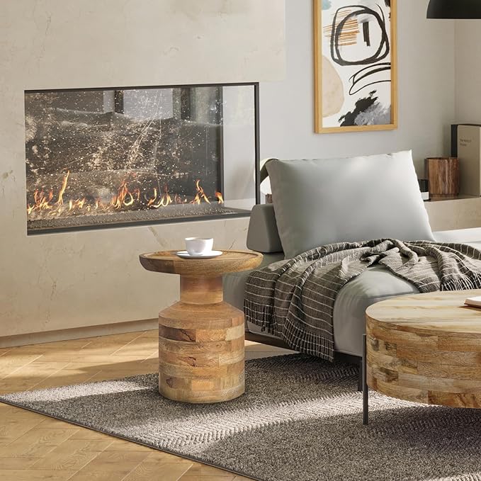 SIMPLIHOME Haynes 16-inch Wide Solid Mango End Table in Natural, Handcrafted Boho-Style Accent Table for Living, Bedroom, or Home Office, Assembled