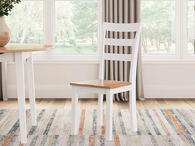 Signature Design by Ashley Gesthaven Solid Wood Frame Dining Chair, Set of 2, White/Natural