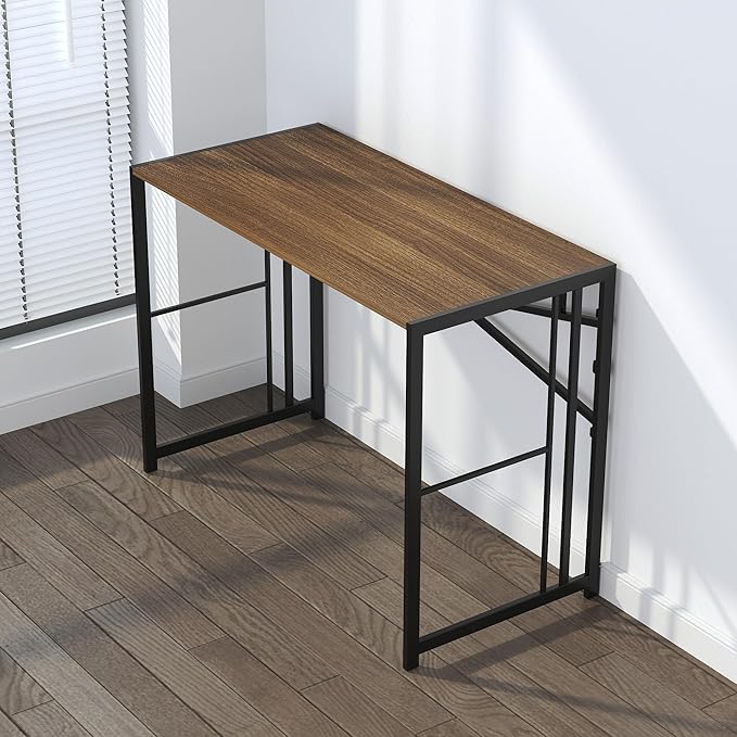 Folding Computer Desk 40 inch Writing Gaming Computer Camping Table, No Assembly Required Home Office Desk, Espresso